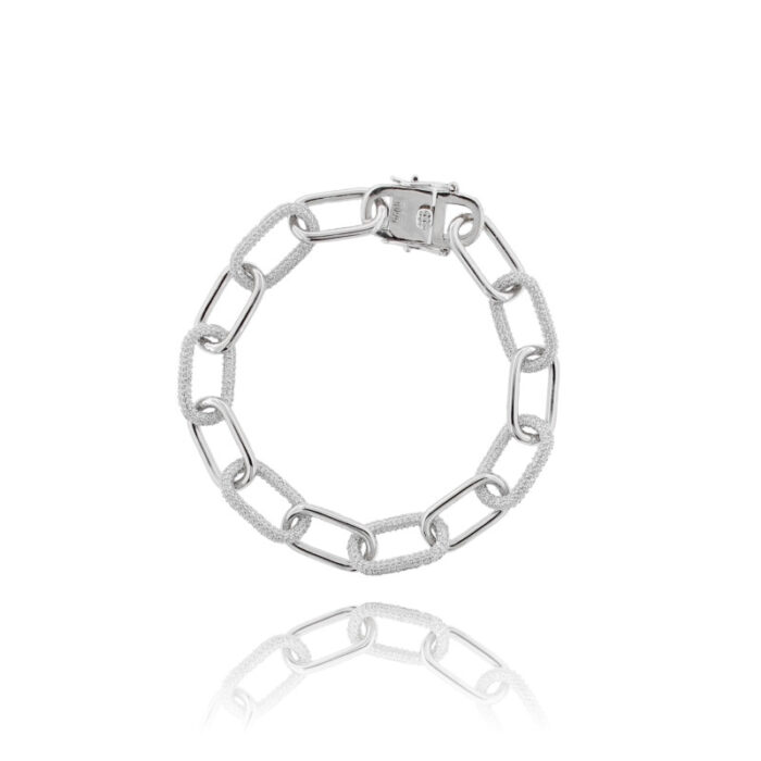 Bracciale in argento rodiato tit 925 e zirconi bianchi cm 18