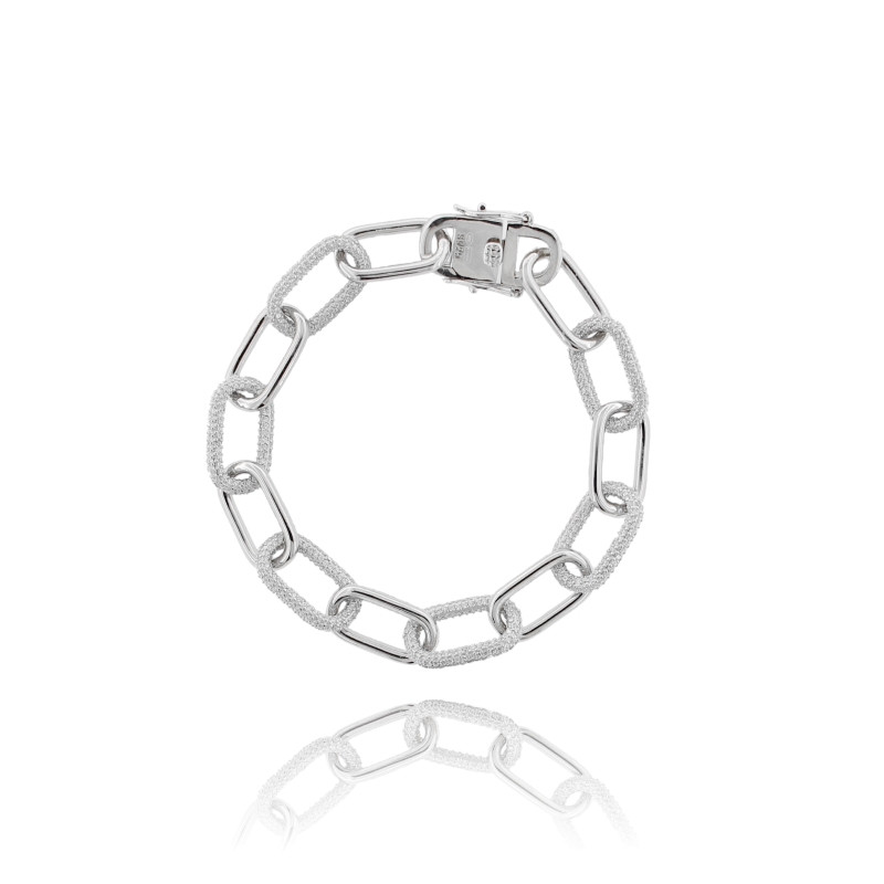 Bracciale in argento rodiato tit 925 e zirconi bianchi cm 18